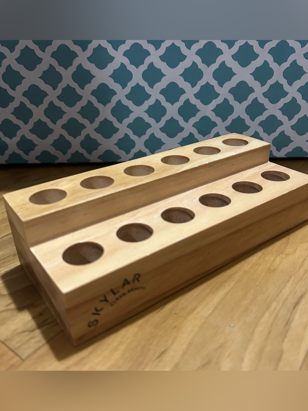 Skylar Natural Wood Roller Bottle Perfume Organizer